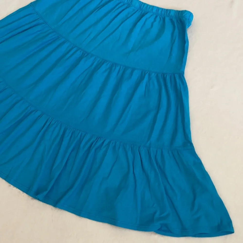 {VTG} Russ Berens Malibu USA | Y2K Cotton Modal Tiered Boho Peasant Skirt Blue M - Picture 5 of 12
